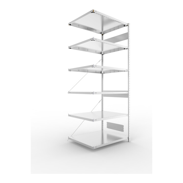 Set S3 CLIP 230 Anbauregal 2500x1000x800 mm in verzinkt mit 6 Böden + S3 CLIP 230 Grundregal 2500x1000x800 mm in verzinkt mit 6 Böden + Fachboden MS 230 CLIP 1000x800 mm verz.