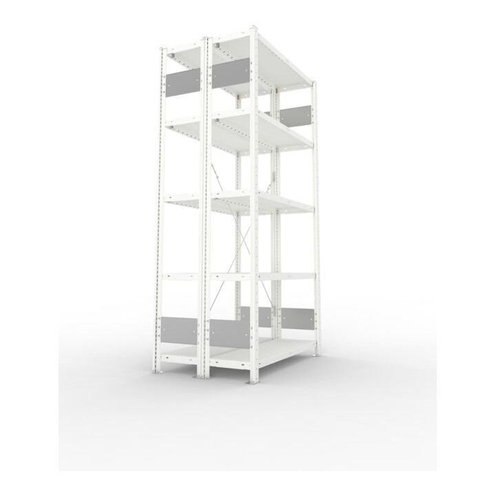 META S3 CLIP230 Doppelregal 2000x1000x(300+300) mm, 2x 5 Böden, 230 Kg Traglast je Boden, lichtgrau
