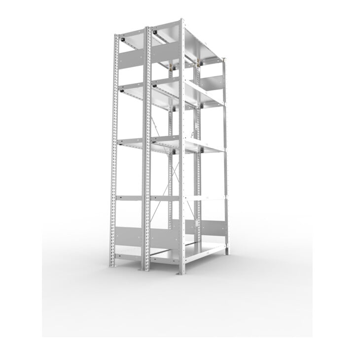 META S3 CLIP230 Doppelregal 2000x1000x(300+300) mm, 2x 5 Böden, 230 Kg Traglast je Boden, verzinkt