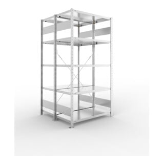 META S3 CLIP230 Doppelregal 2000x1000x(500+500) mm, 2x 5 Böden, 230 Kg Traglast je Boden, verzinkt