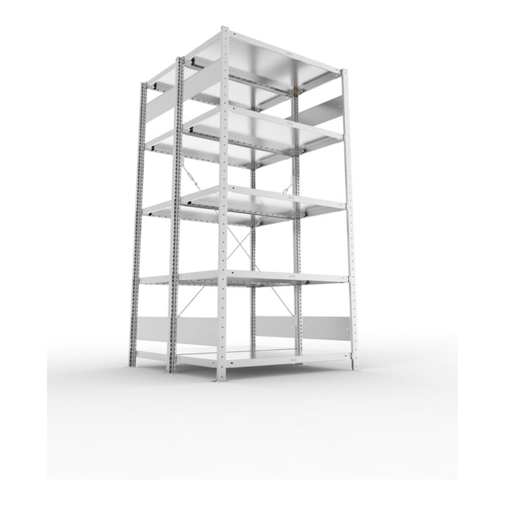 META S3 CLIP230 Doppelregal 2000x1000x(500+500) mm, 2x 5 Böden, 230 Kg Traglast je Boden, verzinkt