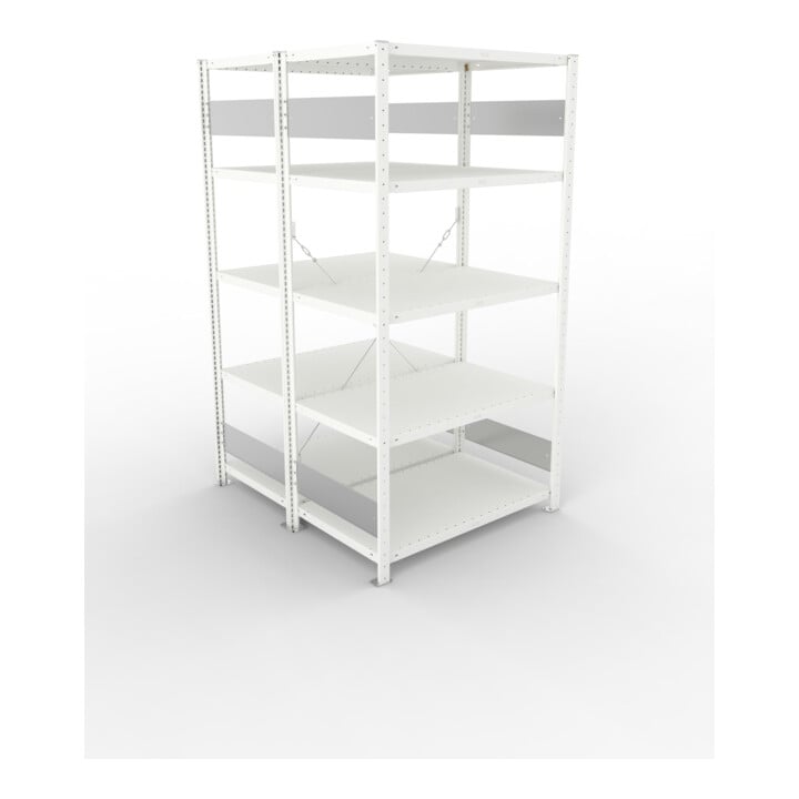 META S3 CLIP230 Doppelregal 2000x1000x(600+600) mm, 2x 5 Böden, 230 Kg Traglast je Boden, lichtgrau