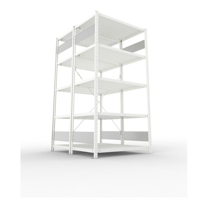 META S3 CLIP230 Doppelregal 2000x1000x(600+600) mm, 2x 5 Böden, 230 Kg Traglast je Boden, lichtgrau