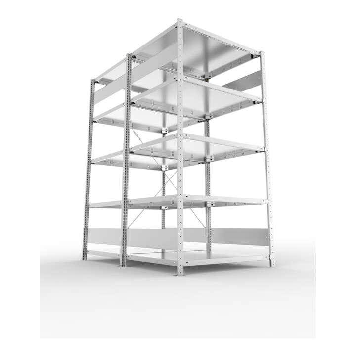META S3 CLIP230 Doppelregal 2000x1000x(800+800) mm, 2x 5 Böden, 230 Kg Traglast je Boden, verzinkt