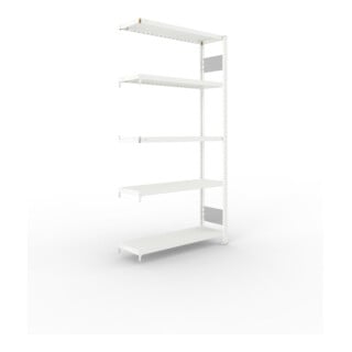 META S3 CLIP230 Fachbodenregal 2000x1000x300 mm, Anbauregal mit 5 Fachböden, beidseitige Bedienung, lichtgrau