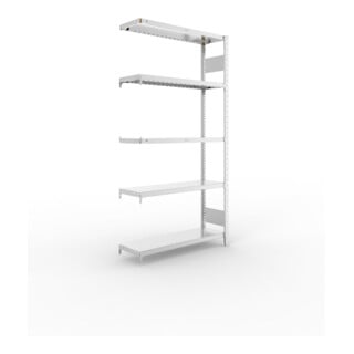 META S3 CLIP230 Fachbodenregal 2000x1000x300 mm, Anbauregal mit 5 Fachböden, beidseitige Bedienung, verzinkt