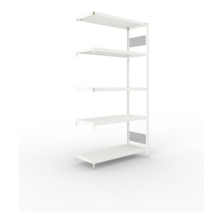 META S3 CLIP230 Fachbodenregal 2000x1000x400 mm, Anbauregal mit 5 Fachböden, beidseitige Bedienung, lichtgrau
