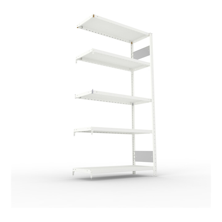 META S3 CLIP230 Fachbodenregal 2000x1000x400 mm, Anbauregal mit 5 Fachböden, beidseitige Bedienung, lichtgrau
