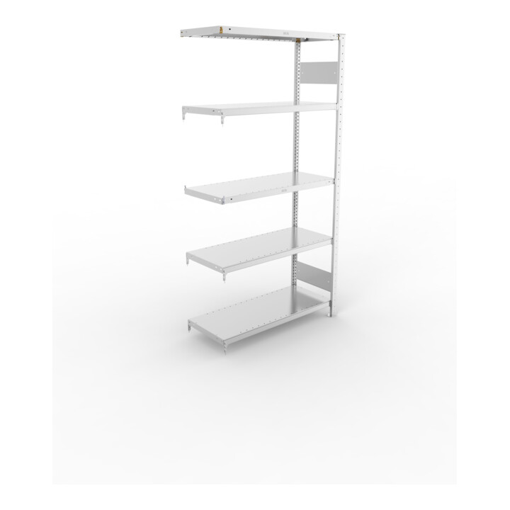 META S3 CLIP230 Fachbodenregal 2000x1000x400 mm, Anbauregal mit 5 Fachböden, beidseitige Bedienung, verzinkt