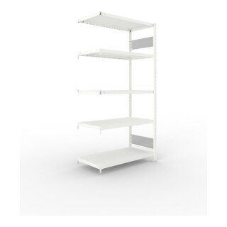 META S3 CLIP230 Fachbodenregal 2000x1000x600 mm, Anbauregal mit 5 Fachböden, beidseitige Bedienung, lichtgrau