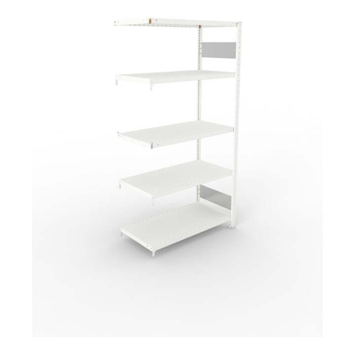 META S3 CLIP230 Fachbodenregal 2000x1000x600 mm, Anbauregal mit 5 Fachböden, beidseitige Bedienung, lichtgrau