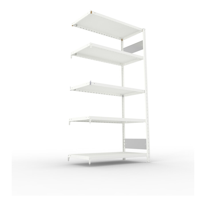 META S3 CLIP230 Fachbodenregal 2000x1000x600 mm, Anbauregal mit 5 Fachböden, beidseitige Bedienung, lichtgrau
