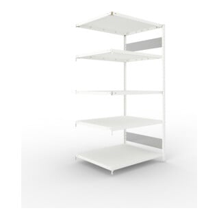 META S3 CLIP230 Fachbodenregal 2000x1000x800 mm, Anbauregal mit 5 Fachböden, beidseitige Bedienung, lichtgrau