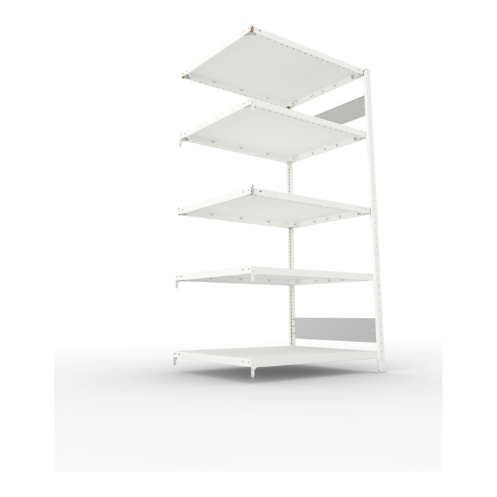 META S3 CLIP230 Fachbodenregal 2000x1000x800 mm, Anbauregal mit 5 Fachböden, beidseitige Bedienung, lichtgrau