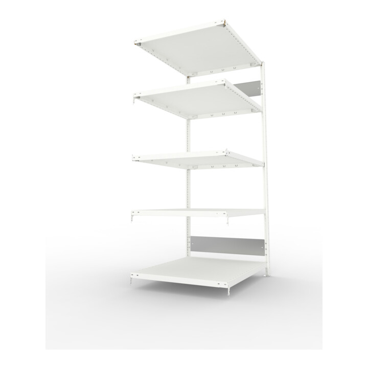 META S3 CLIP230 Fachbodenregal 2000x1000x800 mm, Anbauregal mit 5 Fachböden, beidseitige Bedienung, lichtgrau