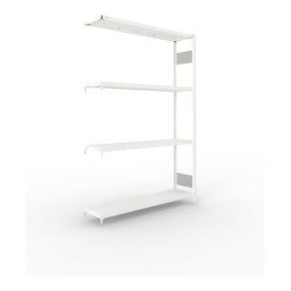 META S3 CLIP230 Fachbodenregal 2000x1300x300 mm, Anbauregal mit 4 Fachböden, beidseitige Bedienung, lichtgrau