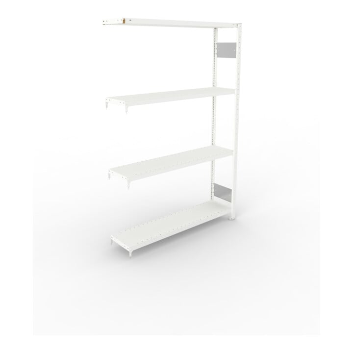 META S3 CLIP230 Fachbodenregal 2000x1300x300 mm, Anbauregal mit 4 Fachböden, beidseitige Bedienung, lichtgrau