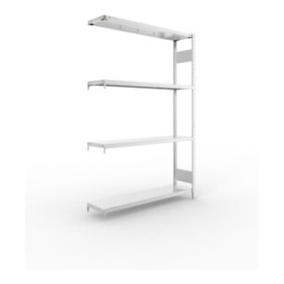 META S3 CLIP230 Fachbodenregal 2000x1300x300 mm, Anbauregal mit 4 Fachböden, beidseitige Bedienung, verzinkt