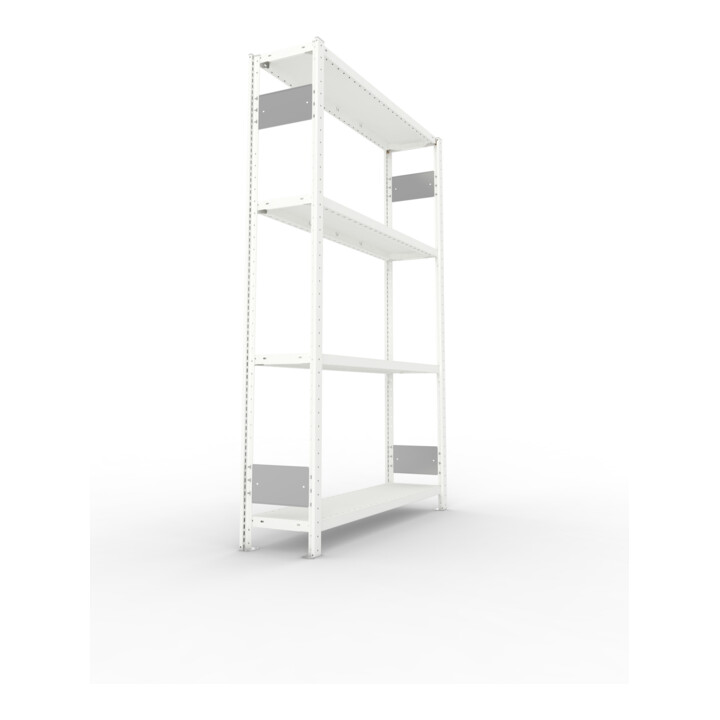 META S3 CLIP230 Fachbodenregal 2000x1300x300 mm, mit 4 Fachböden, beidseitige Bedienung, lichtgrau