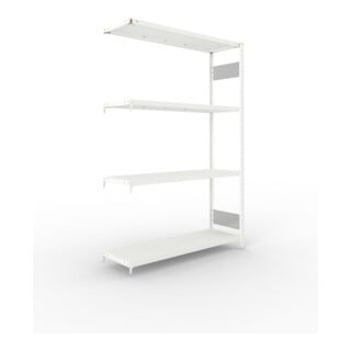 META S3 CLIP230 Fachbodenregal 2000x1300x400 mm, Anbauregal mit 4 Fachböden, beidseitige Bedienung, lichtgrau