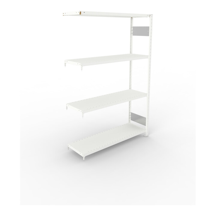 META S3 CLIP230 Fachbodenregal 2000x1300x400 mm, Anbauregal mit 4 Fachböden, beidseitige Bedienung, lichtgrau