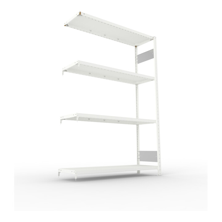 META S3 CLIP230 Fachbodenregal 2000x1300x400 mm, Anbauregal mit 4 Fachböden, beidseitige Bedienung, lichtgrau