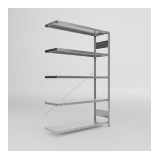 META S3 CLIP230 Fachbodenregal 2000x1300x400 mm (HxBxT), Anbauregal mit 5 Fachböden, 230 Kg Fachlast, verzinkt