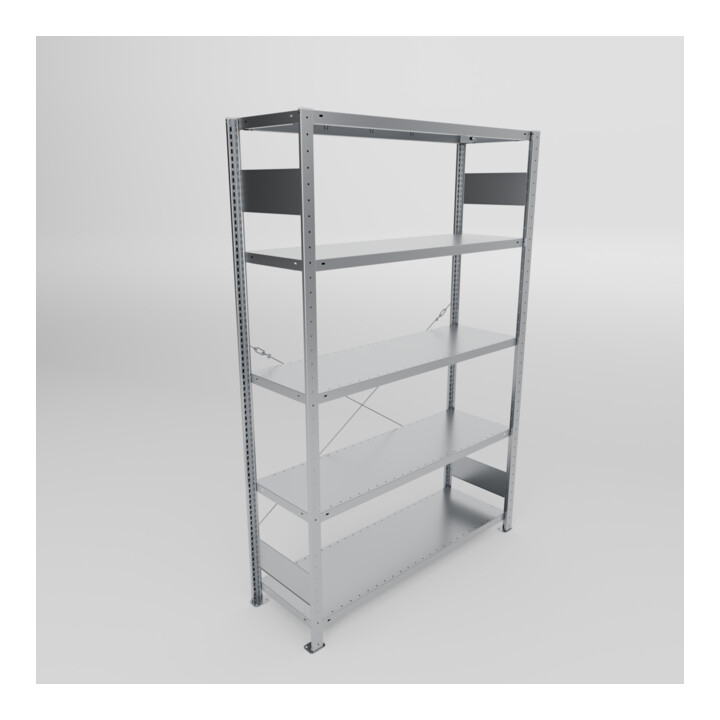 META S3 CLIP230 Fachbodenregal 2000x1300x400 mm (HxBxT), mit 5 Fachböden, 230 Kg Fachlast, verzinkt