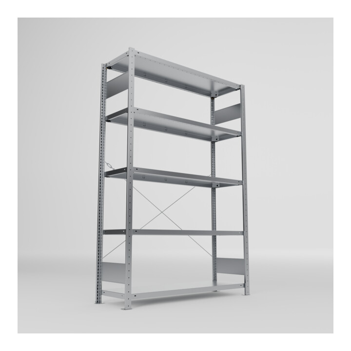 META S3 CLIP230 Fachbodenregal 2000x1300x400 mm (HxBxT), mit 5 Fachböden, 230 Kg Fachlast, verzinkt