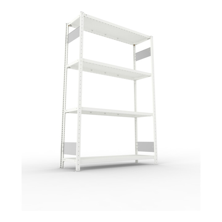 META S3 CLIP230 Fachbodenregal 2000x1300x400 mm, mit 4 Fachböden, beidseitige Bedienung, lichtgrau