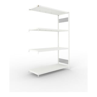 META S3 CLIP230 Fachbodenregal 2000x1300x500 mm, Anbauregal mit 4 Fachböden, beidseitige Bedienung, lichtgrau