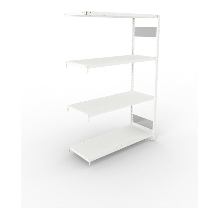 META S3 CLIP230 Fachbodenregal 2000x1300x500 mm, Anbauregal mit 4 Fachböden, beidseitige Bedienung, lichtgrau