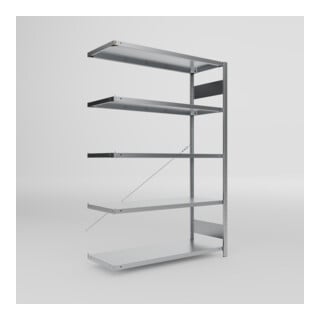 META S3 CLIP230 Fachbodenregal 2000x1300x500 mm (HxBxT), Anbauregal mit 5 Fachböden, 230 Kg Fachlast, verzinkt
