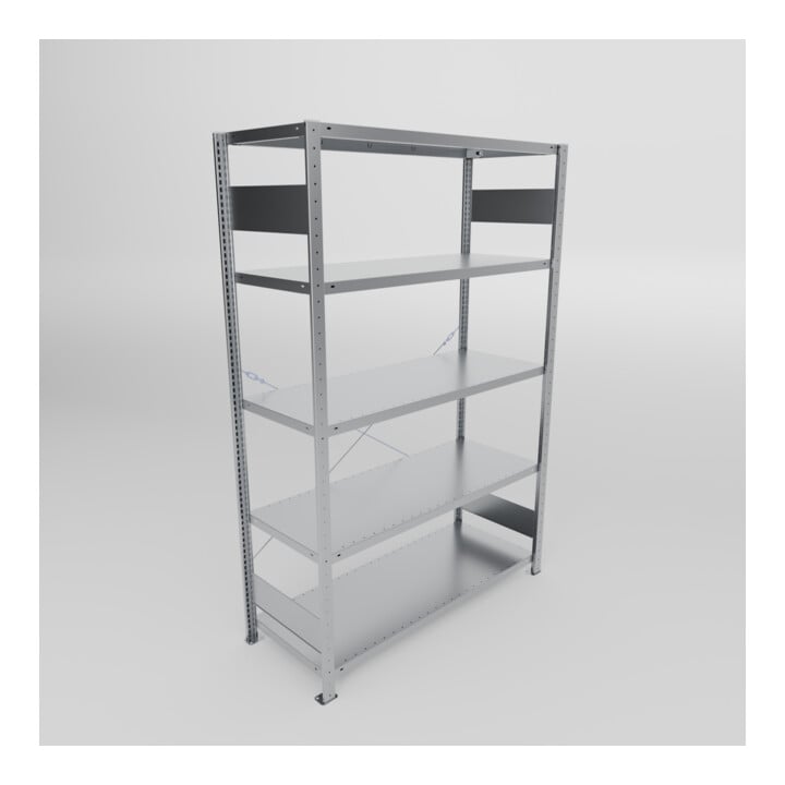 META S3 CLIP230 Fachbodenregal 2000x1300x500 mm (HxBxT), mit 5 Fachböden, 230 Kg Fachlast, verzinkt