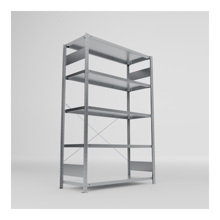 META S3 CLIP230 Fachbodenregal 2000x1300x500 mm (HxBxT), mit 5 Fachböden, 230 Kg Fachlast, verzinkt
