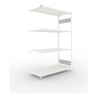 META S3 CLIP230 Fachbodenregal 2000x1300x600 mm, Anbauregal mit 4 Fachböden, beidseitige Bedienung, lichtgrau