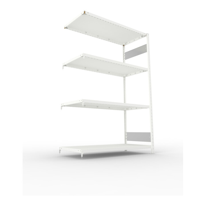 META S3 CLIP230 Fachbodenregal 2000x1300x600 mm, Anbauregal mit 4 Fachböden, beidseitige Bedienung, lichtgrau