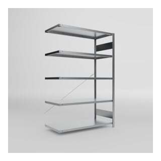 META S3 CLIP230 Fachbodenregal 2000x1300x600 mm (HxBxT), Anbauregal mit 5 Fachböden, 230 Kg Fachlast, verzinkt