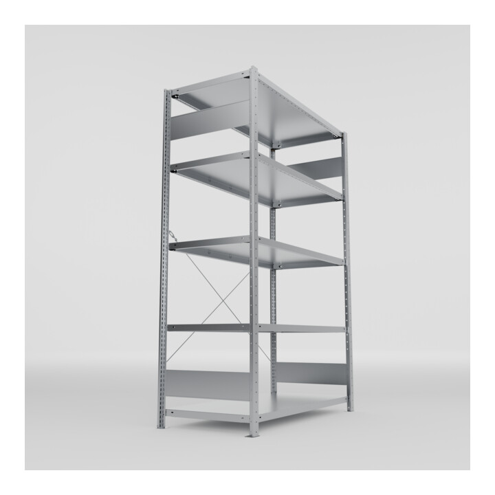 META S3 CLIP230 Fachbodenregal 2000x1300x600 mm (HxBxT), mit 5 Fachböden, 230 Kg Fachlast, verzinkt
