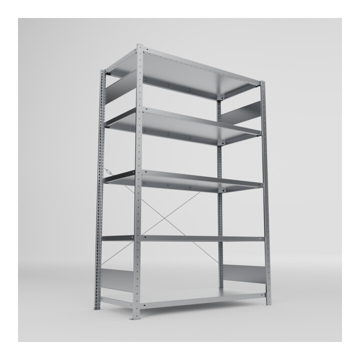 META S3 CLIP230 Fachbodenregal 2000x1300x600 mm (HxBxT), mit 5 Fachböden, 230 Kg Fachlast, verzinkt