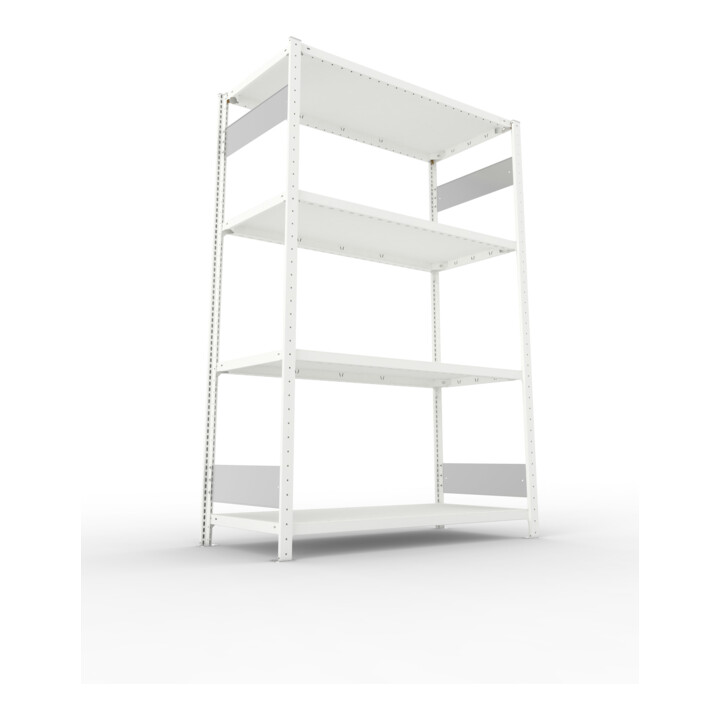 META S3 CLIP230 Fachbodenregal 2000x1300x600 mm, mit 4 Fachböden, beidseitige Bedienung, lichtgrau
