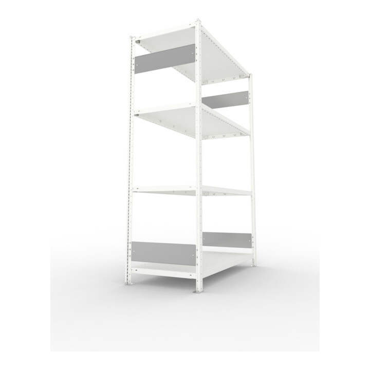 META S3 CLIP230 Fachbodenregal 2000x1300x600 mm, mit 4 Fachböden, beidseitige Bedienung, lichtgrau