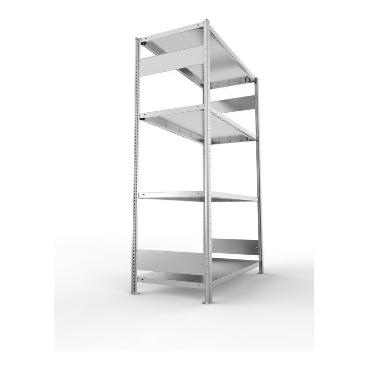 META S3 CLIP230 Fachbodenregal 2000x1300x600 mm, mit 4 Fachböden, beidseitige Bedienung, verzinkt
