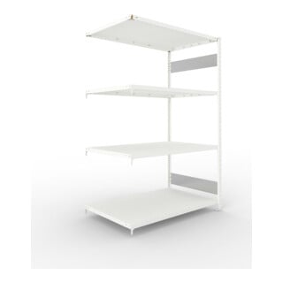 META S3 CLIP230 Fachbodenregal 2000x1300x800 mm, Anbauregal mit 4 Fachböden, beidseitige Bedienung, lichtgrau