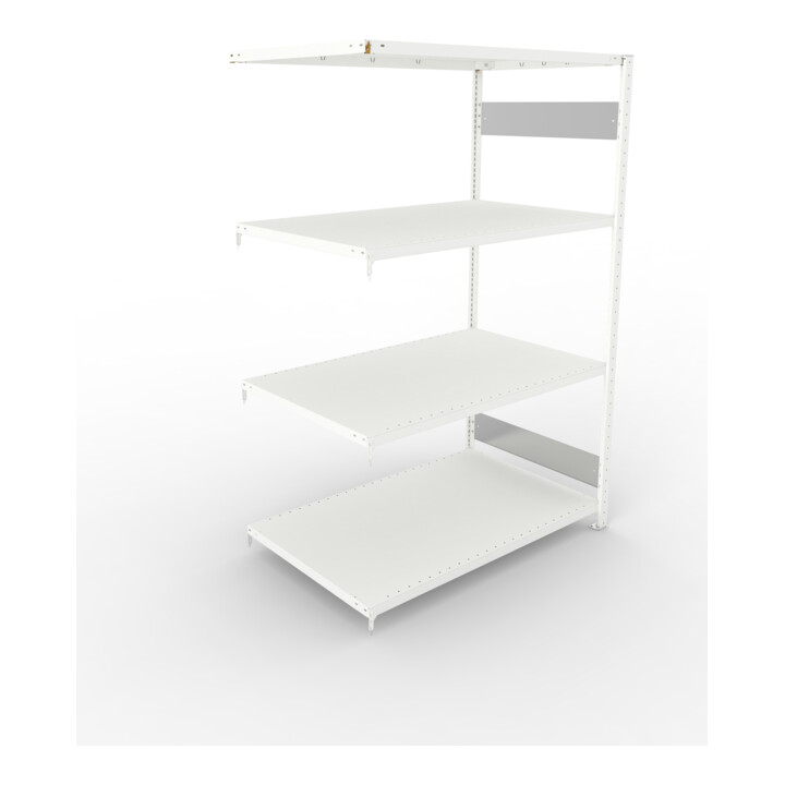 META S3 CLIP230 Fachbodenregal 2000x1300x800 mm, Anbauregal mit 4 Fachböden, beidseitige Bedienung, lichtgrau