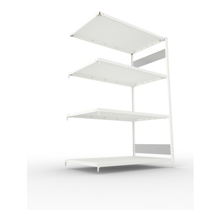 META S3 CLIP230 Fachbodenregal 2000x1300x800 mm, Anbauregal mit 4 Fachböden, beidseitige Bedienung, lichtgrau
