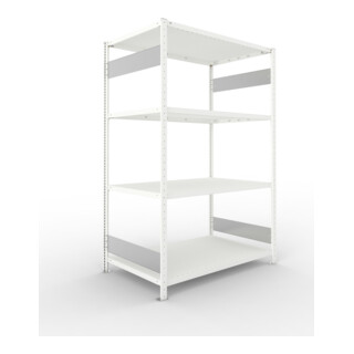 META S3 CLIP230 Fachbodenregal 2000x1300x800 mm, mit 4 Fachböden, beidseitige Bedienung, lichtgrau