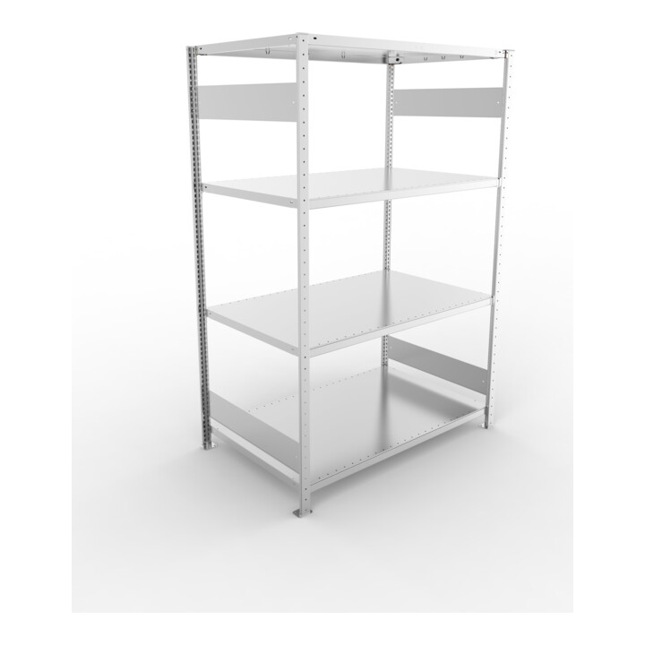 META S3 CLIP230 Fachbodenregal 2000x1300x800 mm, mit 4 Fachböden, beidseitige Bedienung, verzinkt