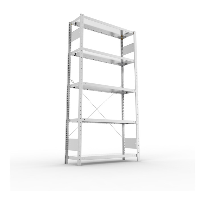 META S3 CLIP230 Grundregal 2000x1000x300 mm in verzinkt mit 5 Böden, 230 kg Traglast je Boden