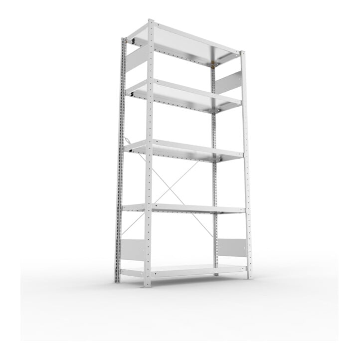 META S3 CLIP230 Grundregal 2000x1000x400 mm in verzinkt mit 5 Böden, 230 kg Traglast je Boden